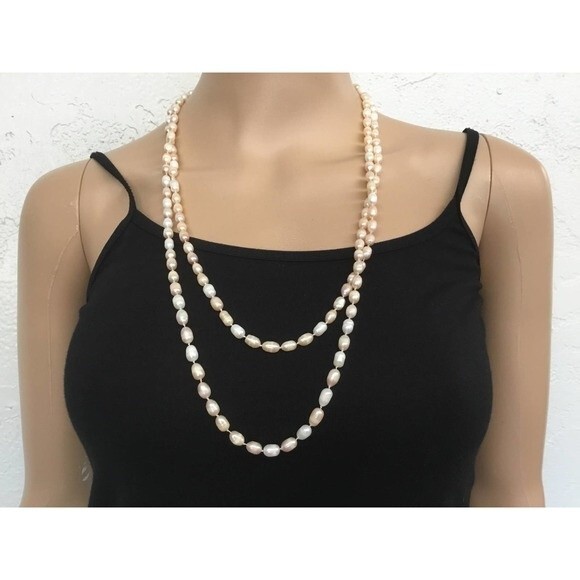 Long Strand Freshwater Pearl Necklace - Picture 1 of 5